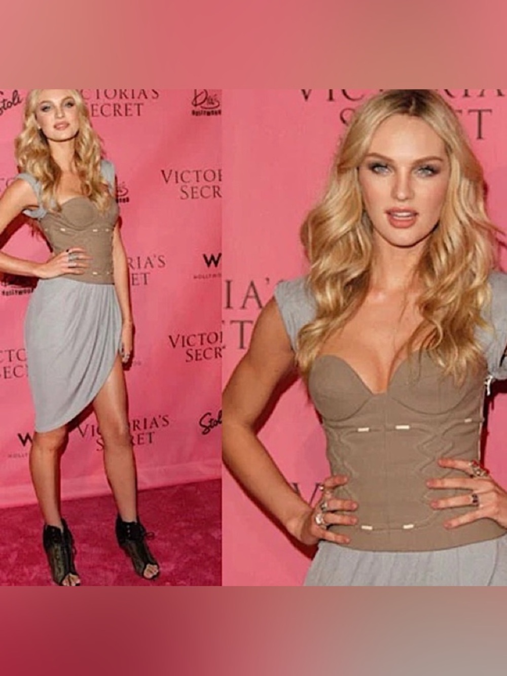 Alexander Wang Two-Tone Asymmetrical Draped Corset Dress in Taupe and Light Gray